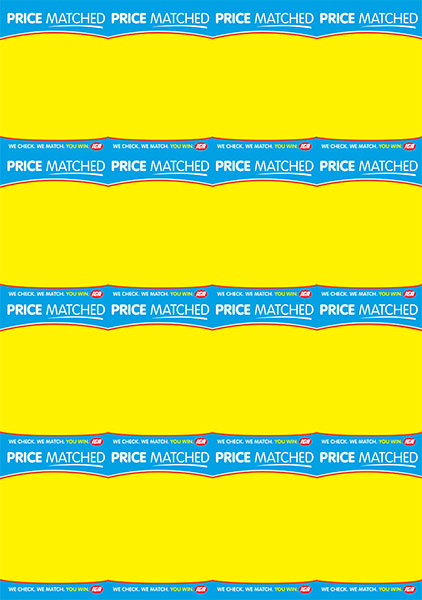 printed shelf talker point of sale price matched 16up